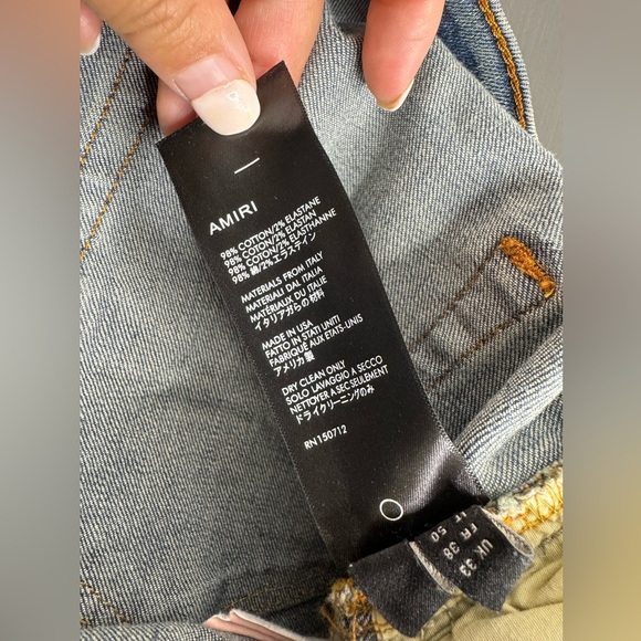 Amiri Mx1 Leather Patch Authentic Size 33 Denim Jeans - Picture 7 of 9